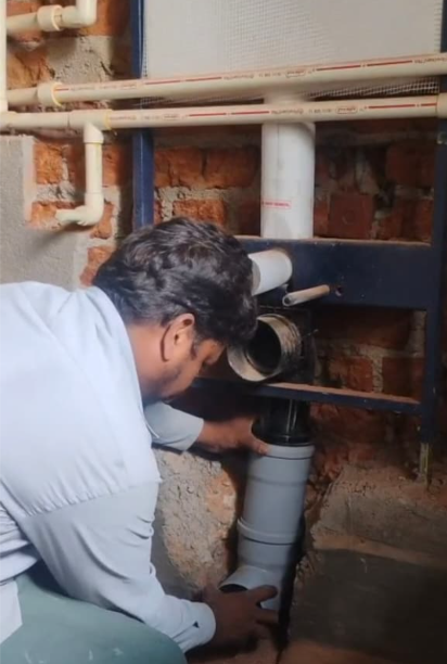 Drainage Pipe Fitting completed by Plumber in Hyderabad