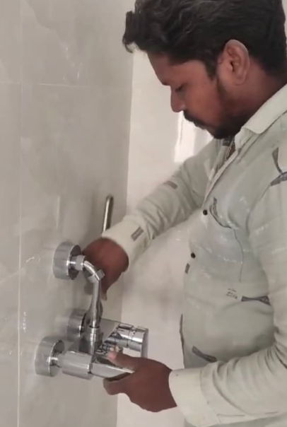 Wall Mixer & Faucet Fitting completed by Plumber in Hyderabad